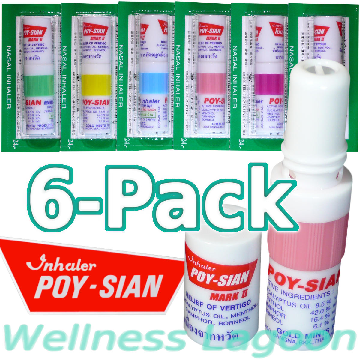 6x Poy Sian Inhaler Mark II - Nasal Inhaler