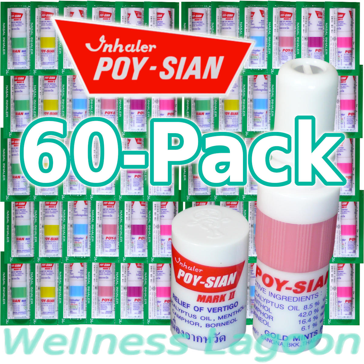 60x Poy Sian Inhaler Mark II - Nasal Inhaler