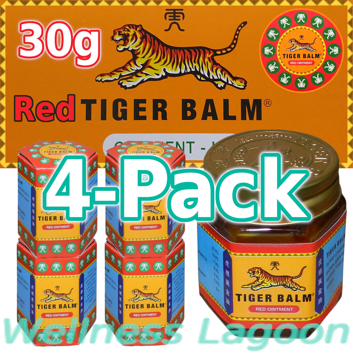 4x Tiger Balm Red 30g