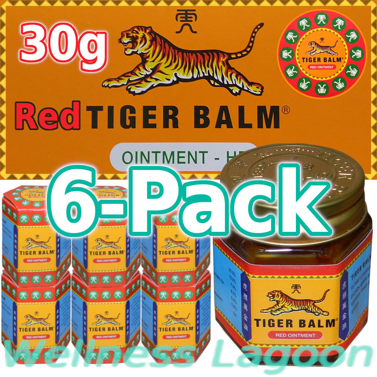 6x Tiger Balm Red 30g