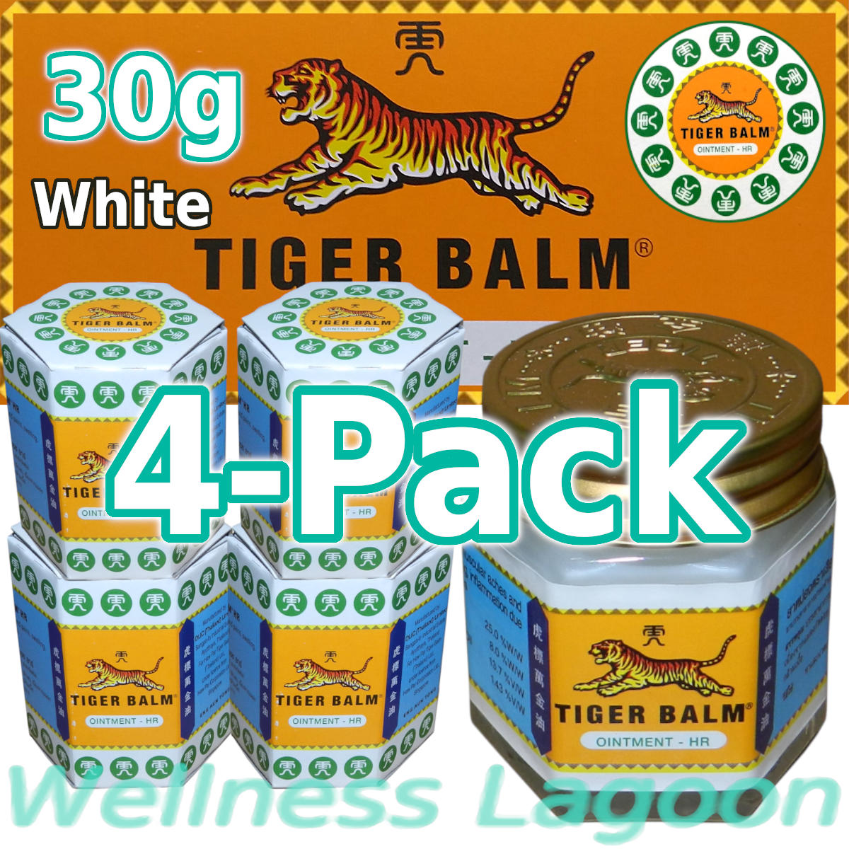 4x Tiger Balm White 30g