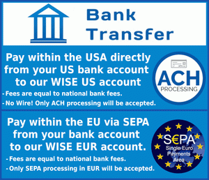 Direct Bank Transfer - within USA, EU and Thailand